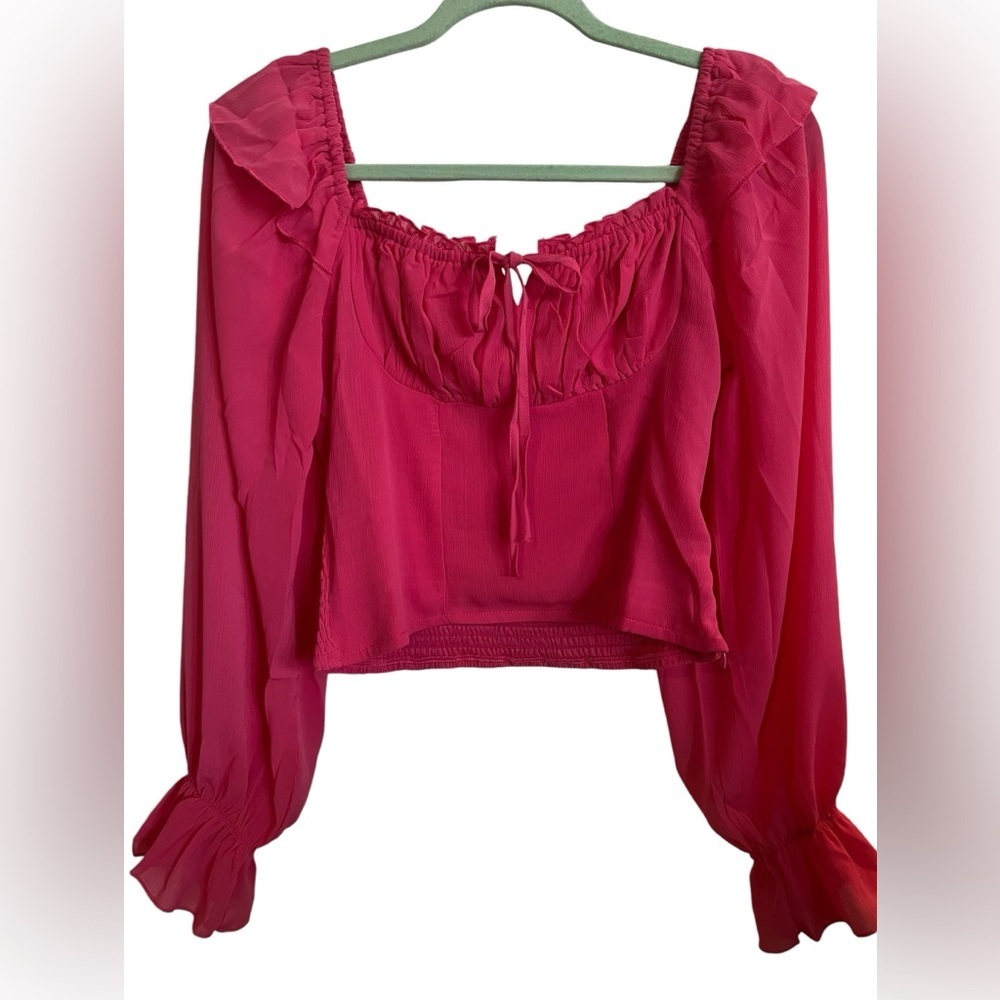 Vici Women’s Size Small Long Sleeve Ruffle and Ruching Back Top